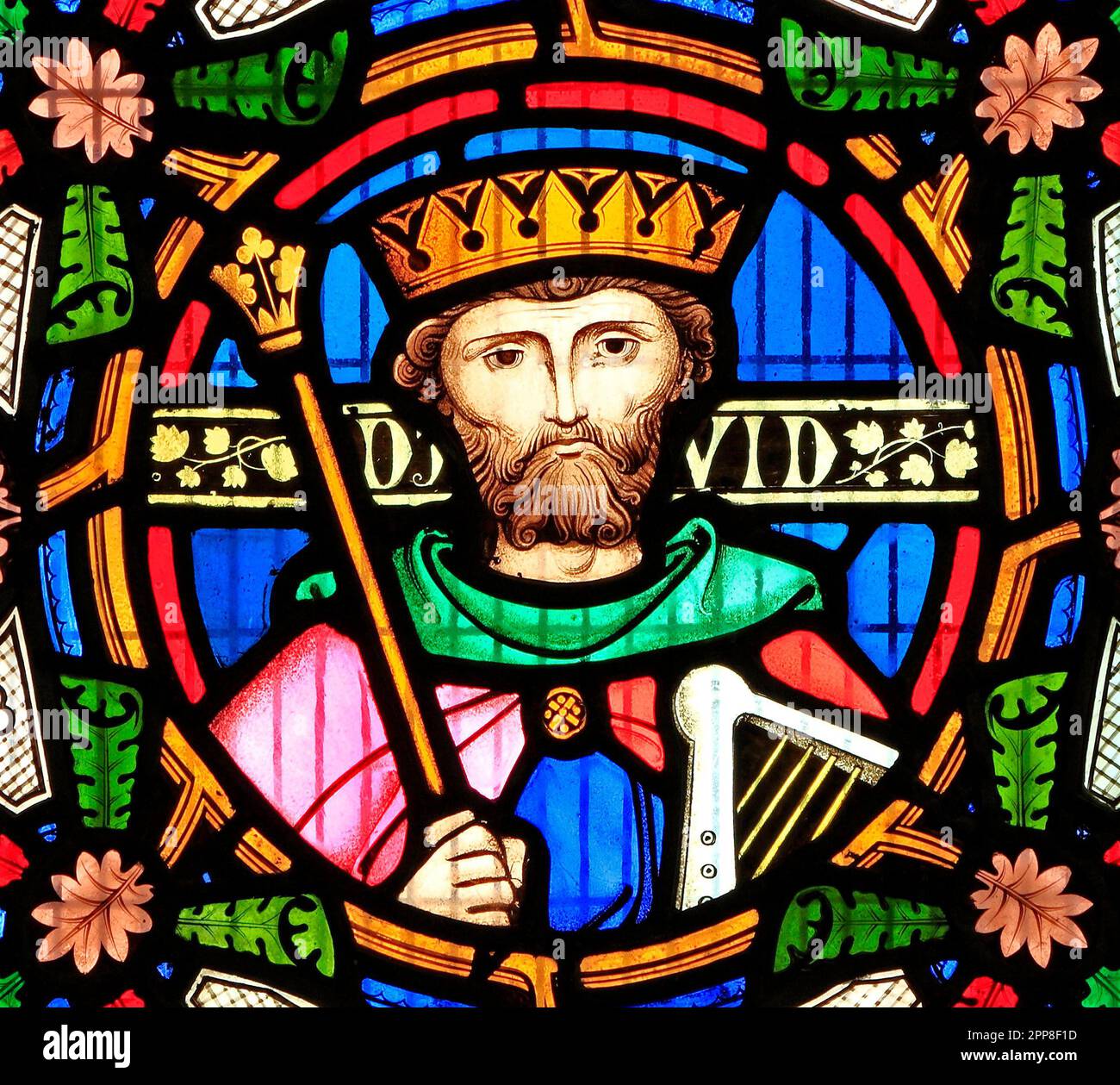 King David, detail from Story of Ruth, stained glass window, by Robert Bayne of Heaton Butler