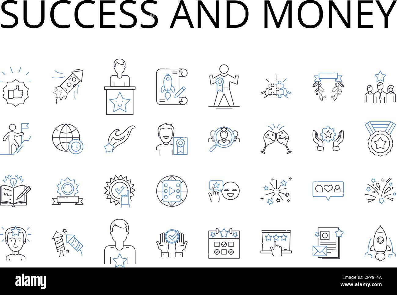 Success and money line icons collection. Wealth, Prosperity, Fortune