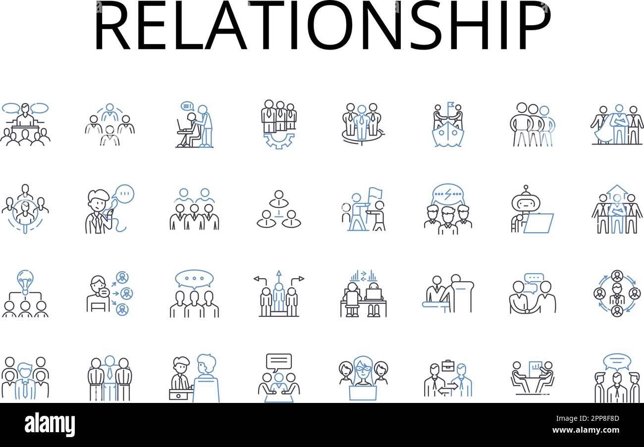 Relationship line icons collection. Friendship, Kinship, Partnership