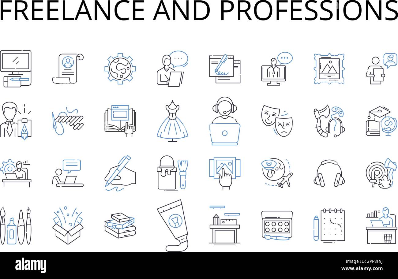 Freelance and professions line icons collection. Career and vocation