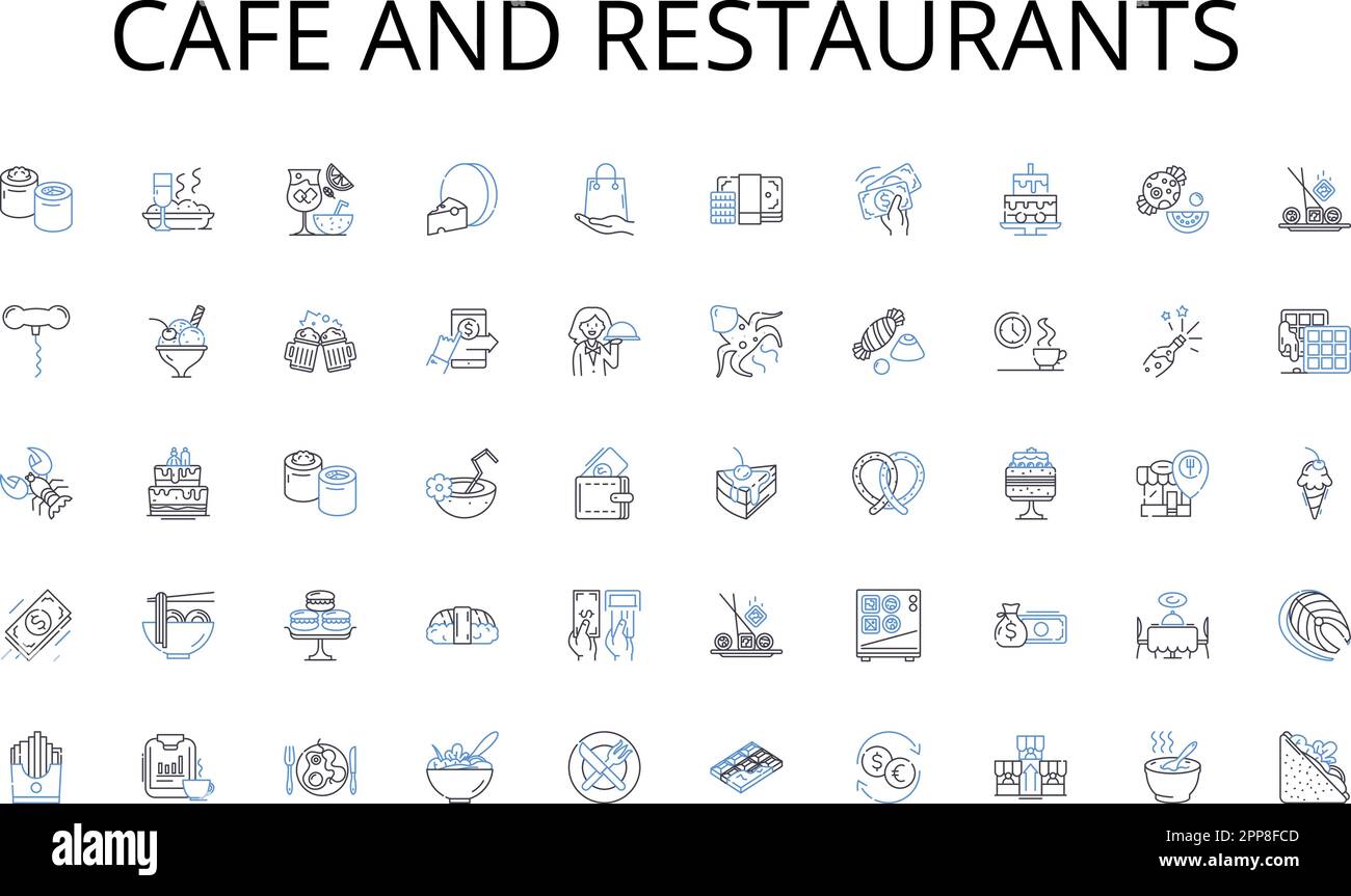 Cafe and restaurants line icons collection. Empowerment, Mindfulness ...