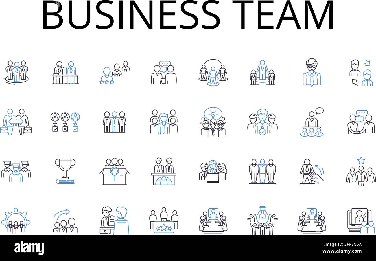Business team line icons collection. Management group, Office staff