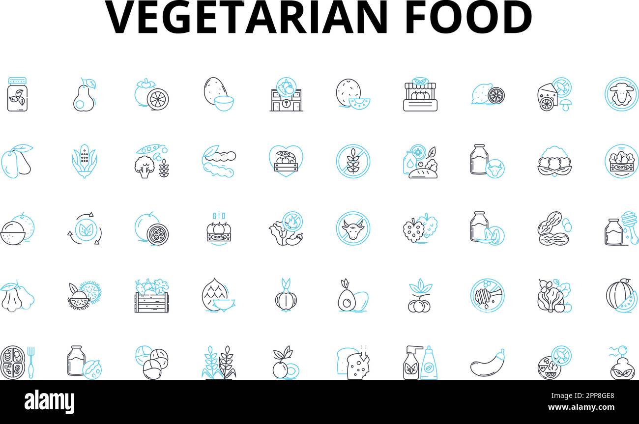 Vegetarian food linear icons set. Tofu, Quinoa, Lentils, Chickpeas