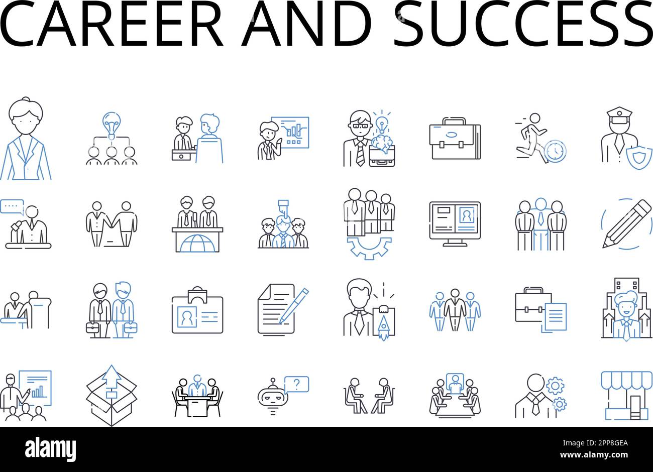 Career and success line icons collection. Profession, Occupation, Job