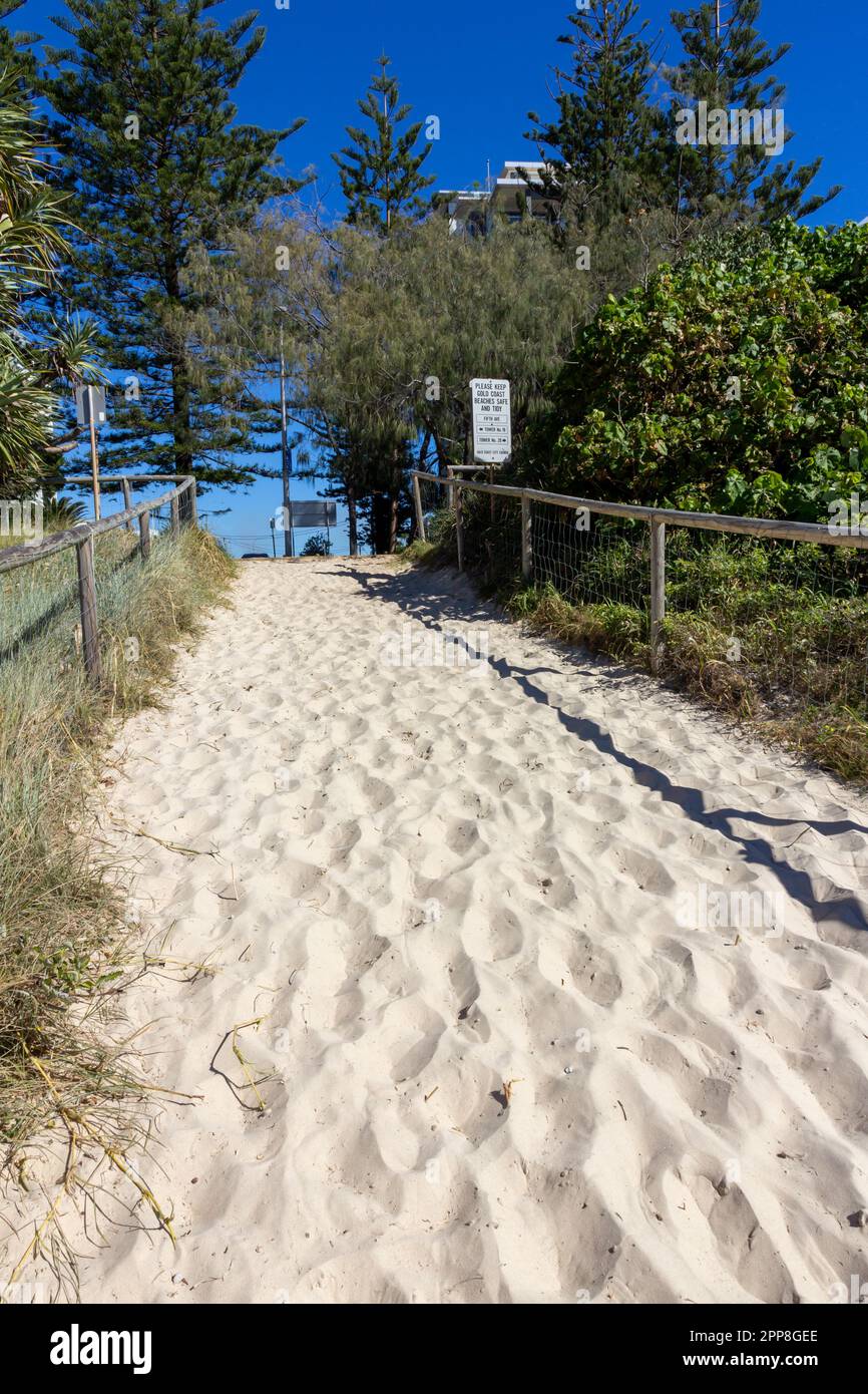 Sandy path to and from Mermaid Beach, Gold Coast, Queensland, Australia Stock Photo