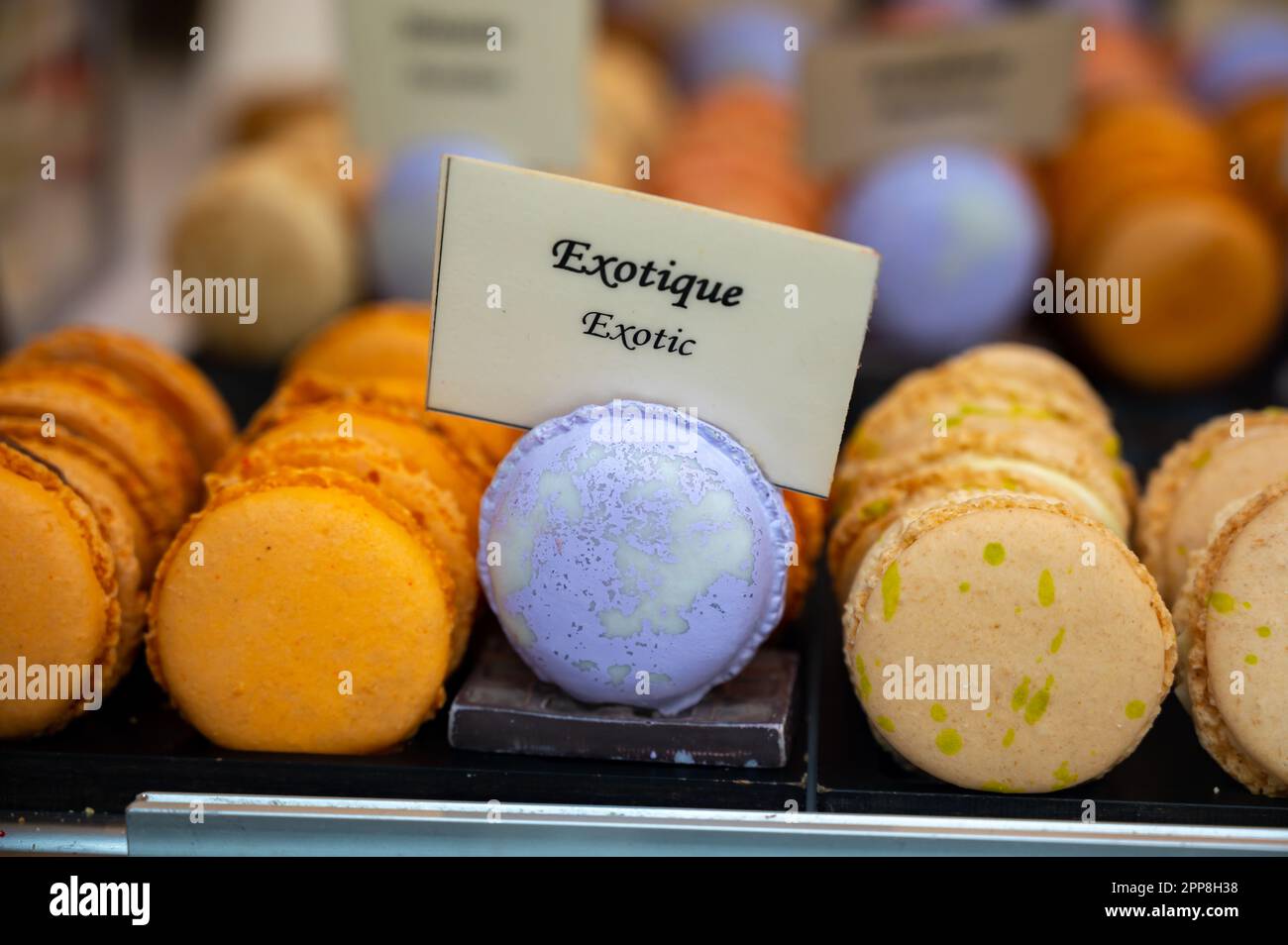 Macarons or French macaroon sweet meringuebased confection made with