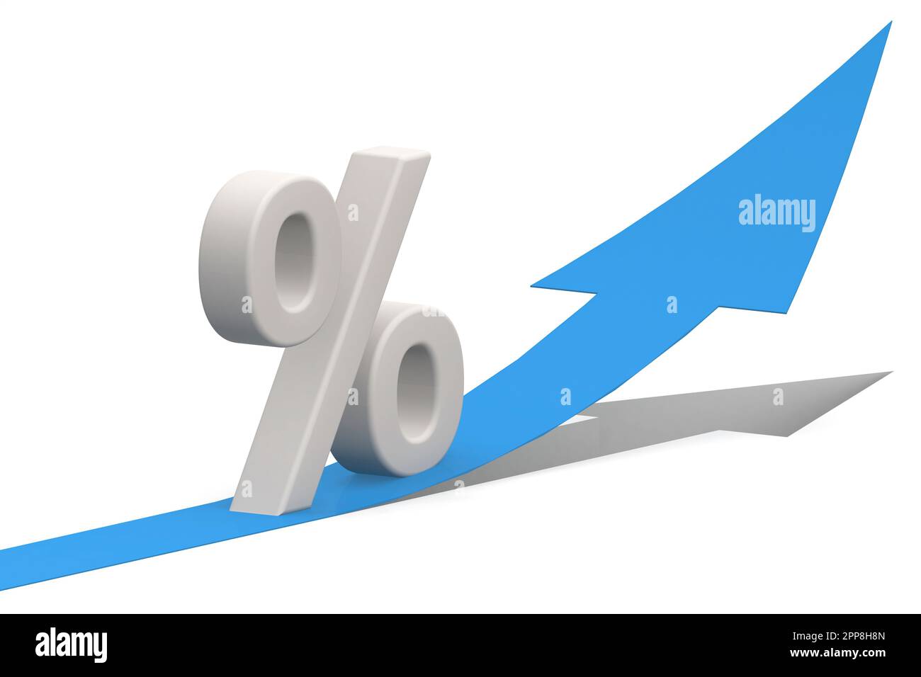 Blue arrow with percentage sign, 3d rendering Stock Photo - Alamy
