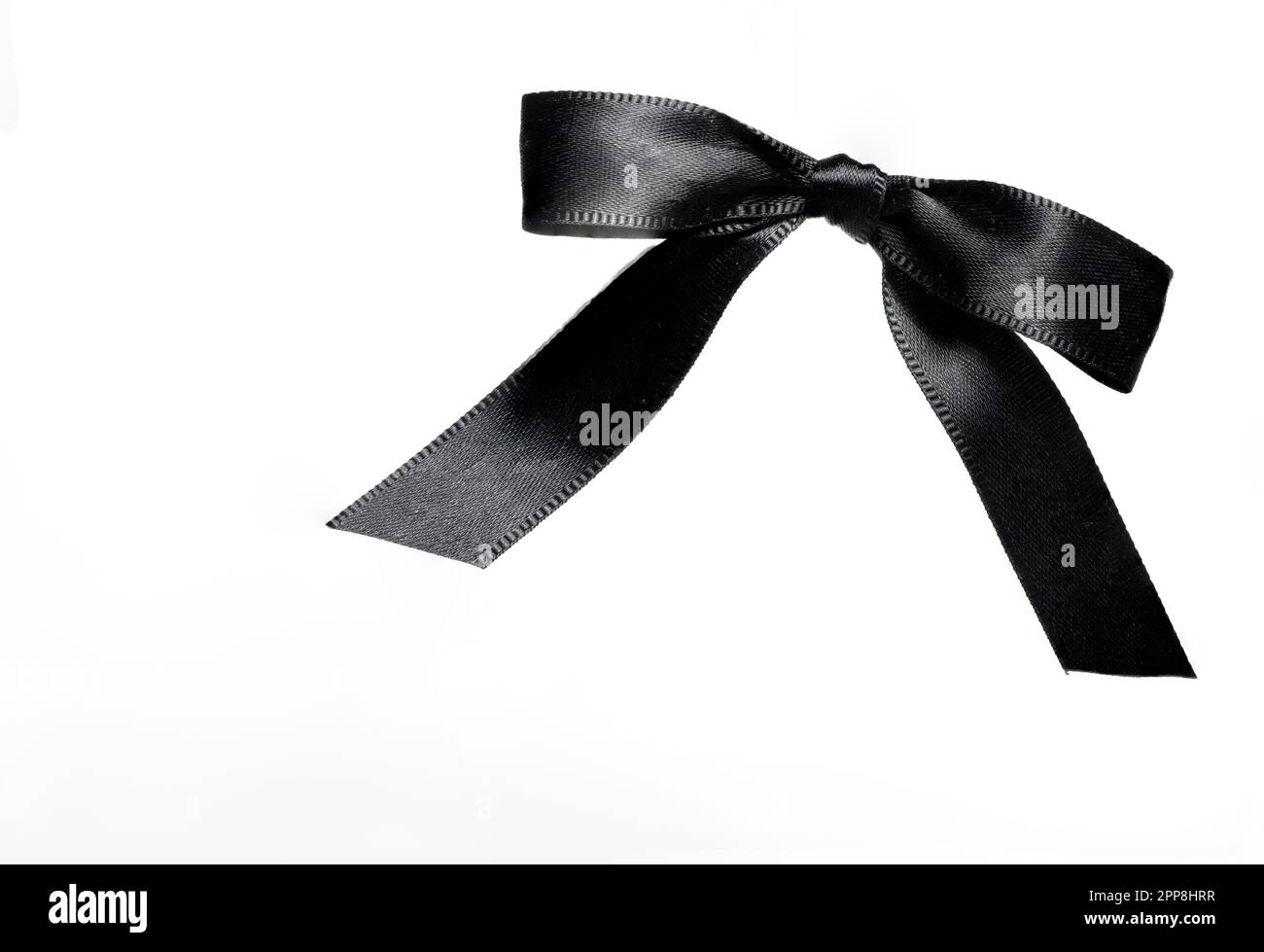 black noble bow loop mesh of black shiny wide ribbon on white ...