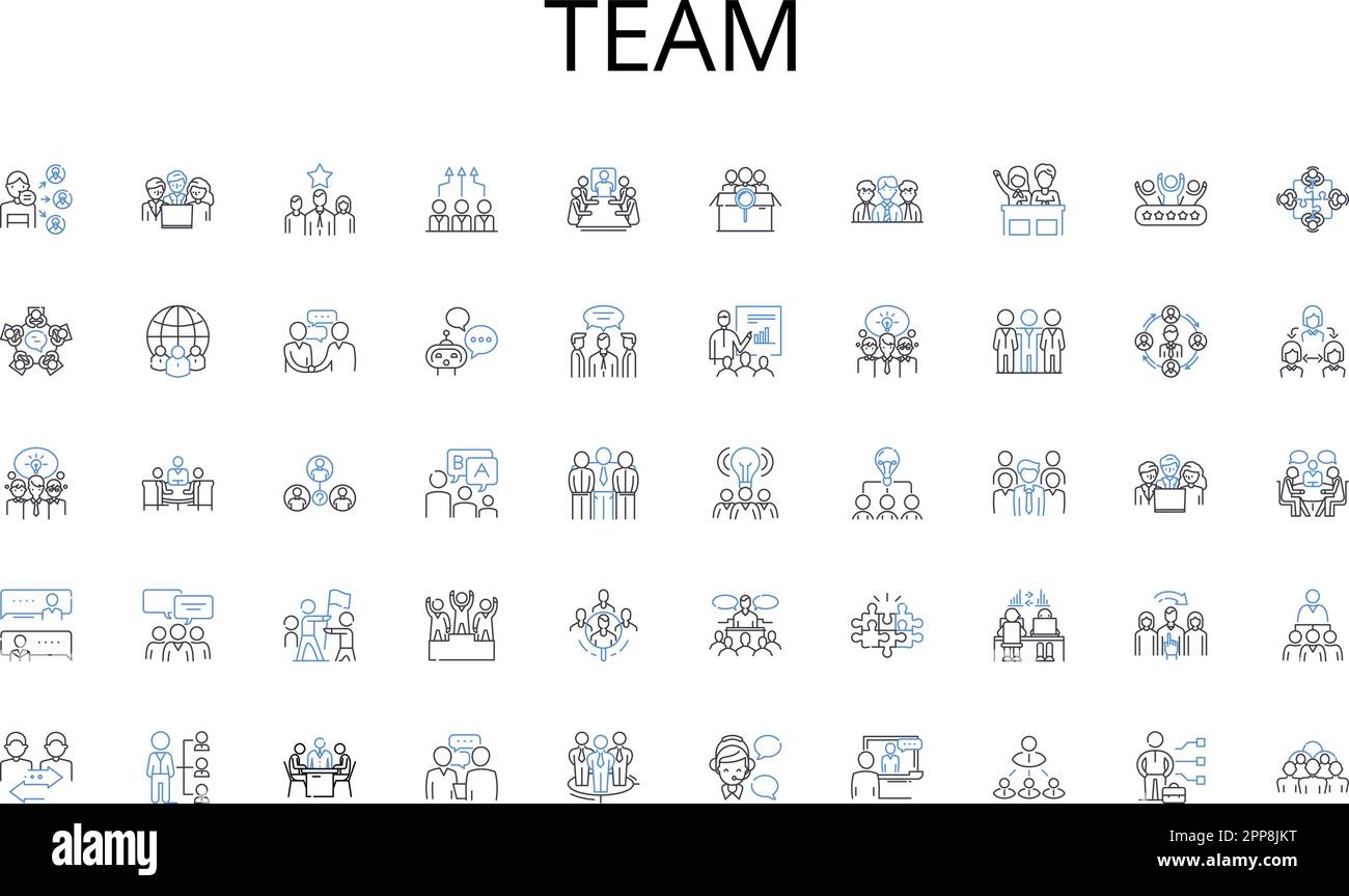 Team line icons collection. Marathon, Triathlon, Sprint, Relay, Circuit ...