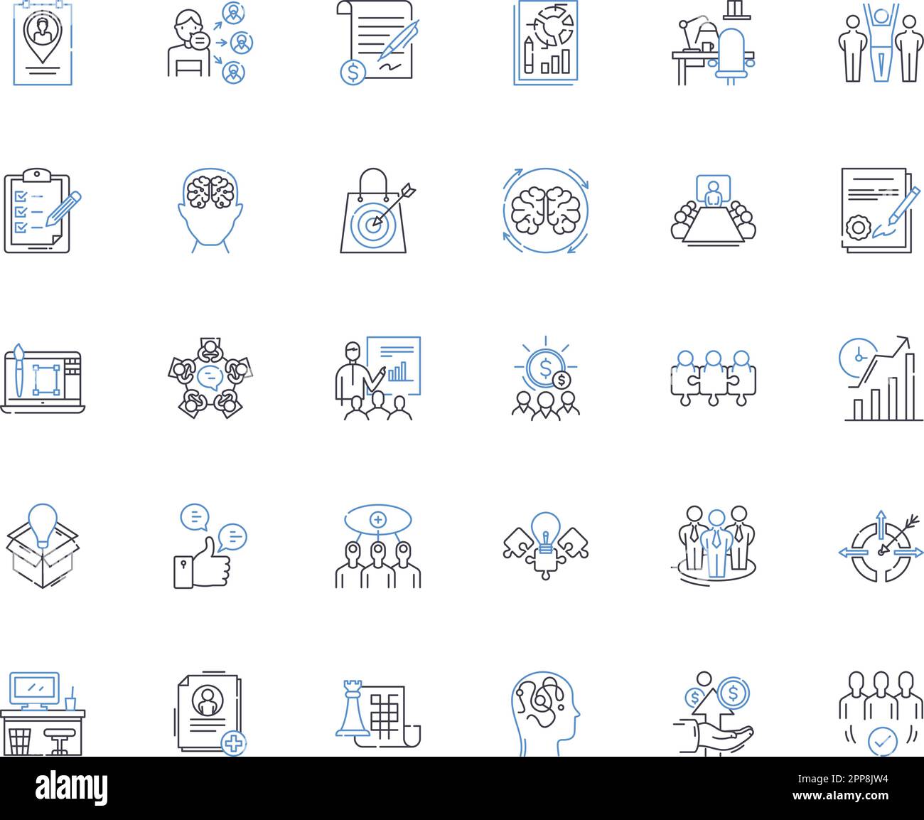 Business model line icons collection. Innovation, Efficiency, Collaborative, Scalability, Profitability, Sustainability, Flexibility vector and linear Stock Vector