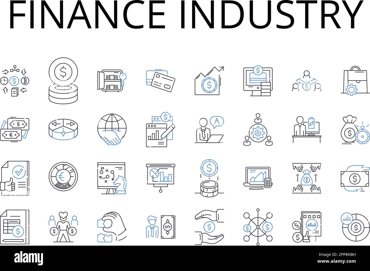 Finance industry line icons collection. Banking sector, Economic system ...
