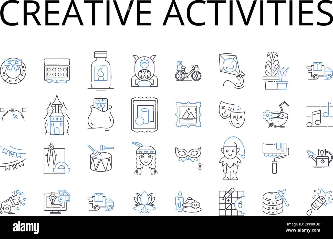 Creative activities line icons collection. Artistic expression ...