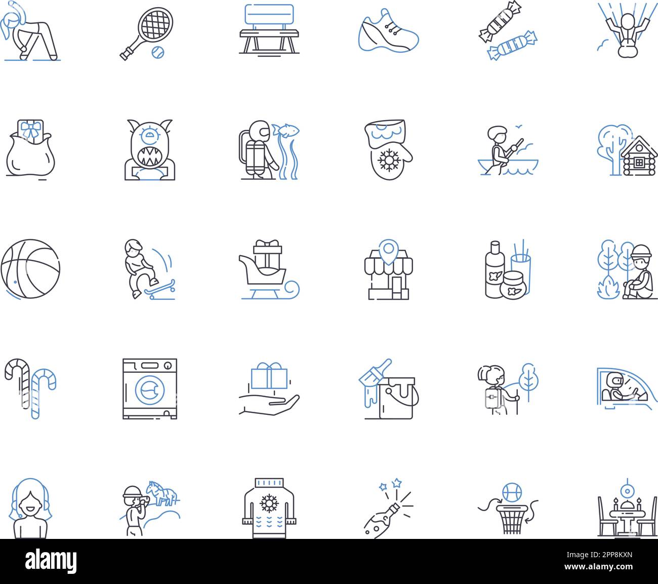 Robust fitness line icons collection. Strength, Endurance, Resilience