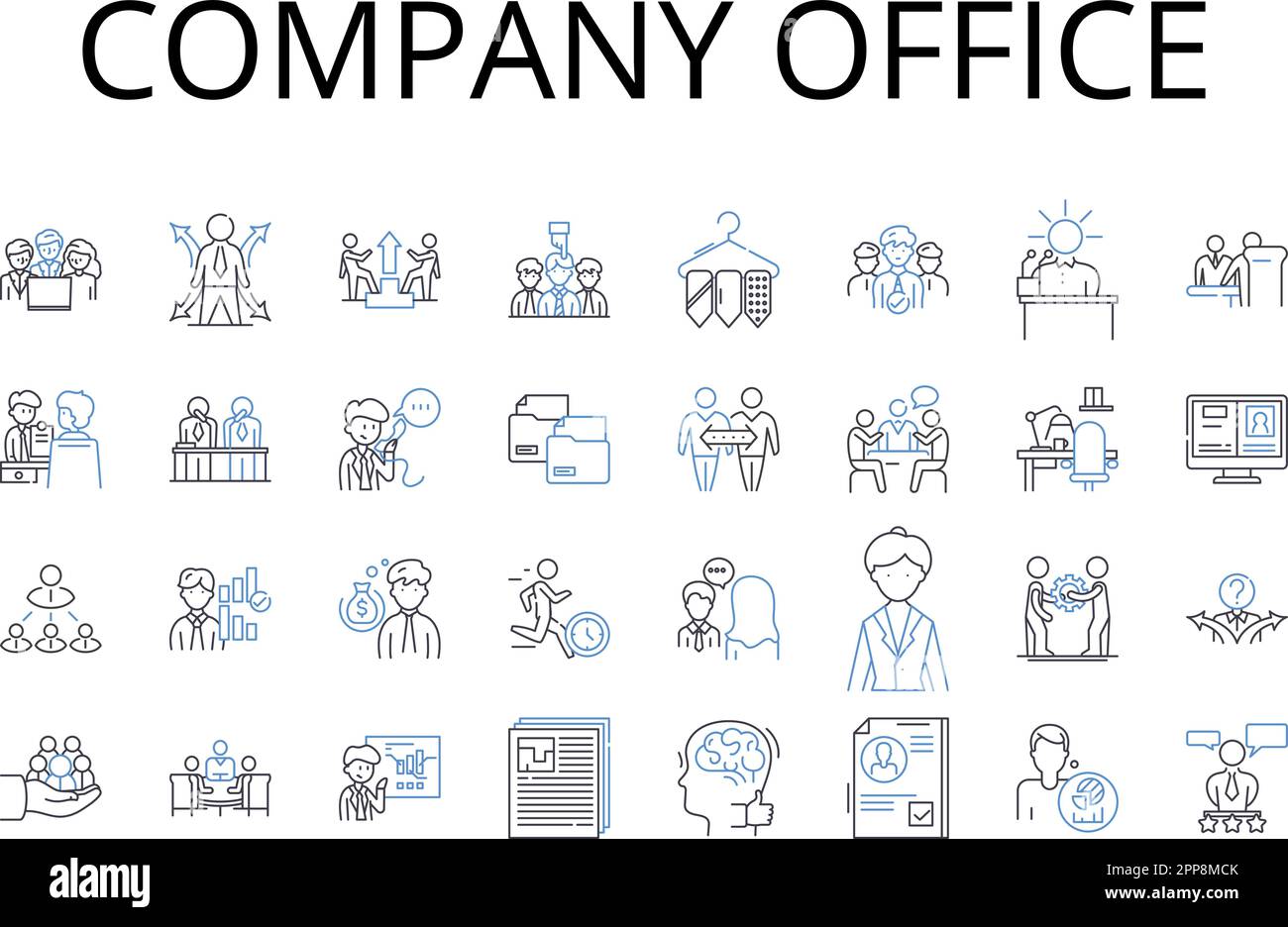 Company office line icons collection. Business hub, Enterprise center