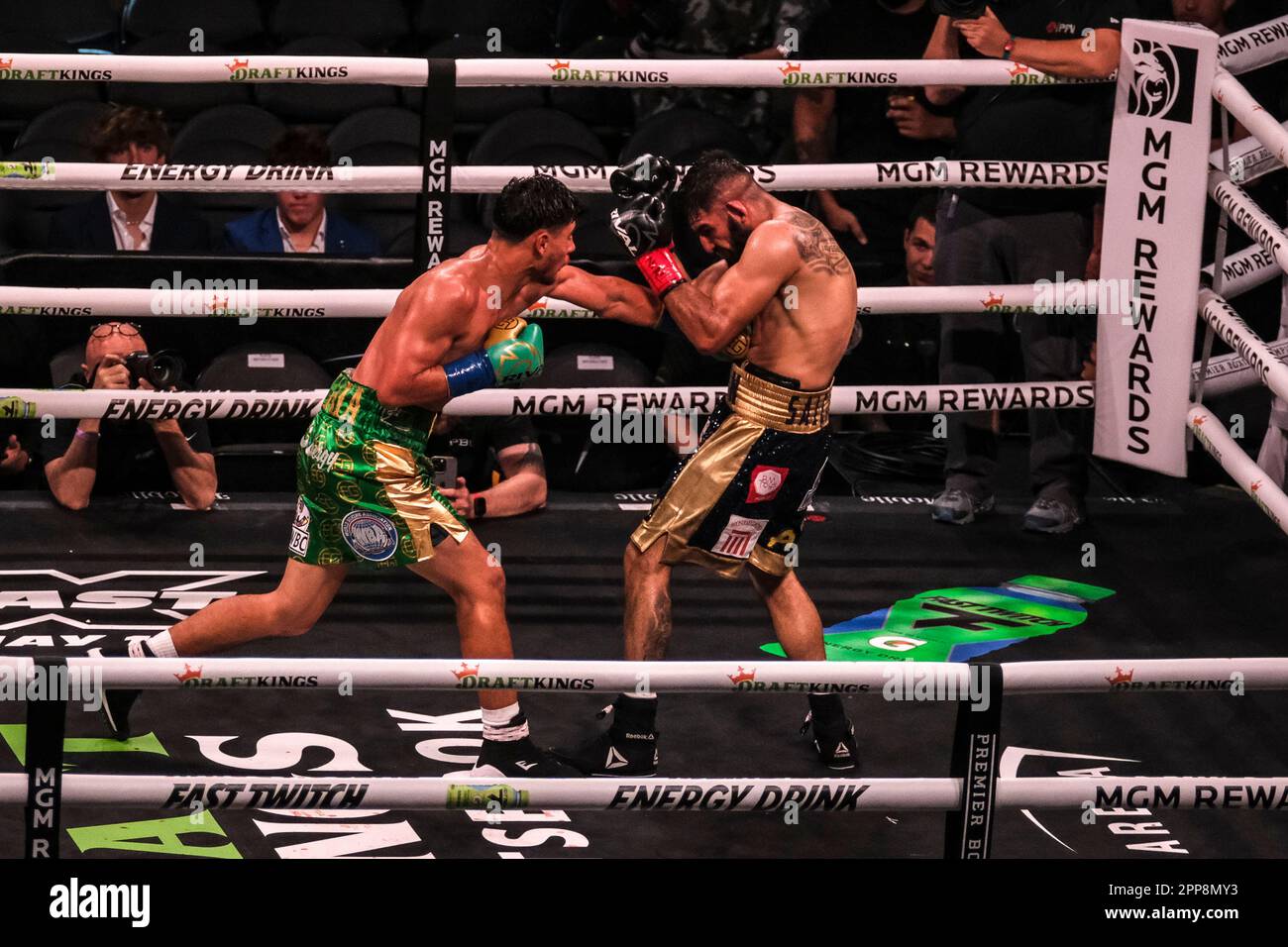 Las Vegas, Nevada, USA. 22nd Apr, 2023. Action between Elijah Garcia