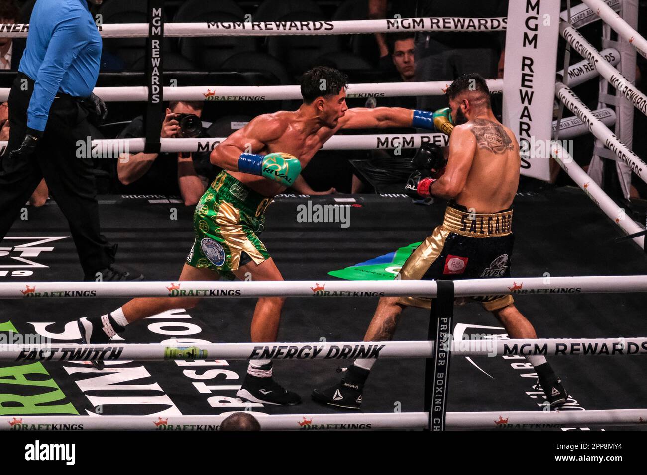 Las Vegas, Nevada, USA. 22nd Apr, 2023. Action between Elijah Garcia