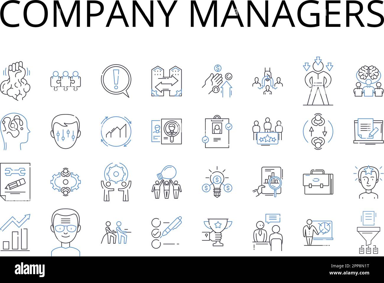 Company managers line icons collection. Business executives, Corporate