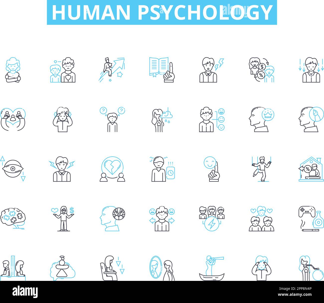 Human psychology linear icons set. Mindset, Emotion, Behavior ...