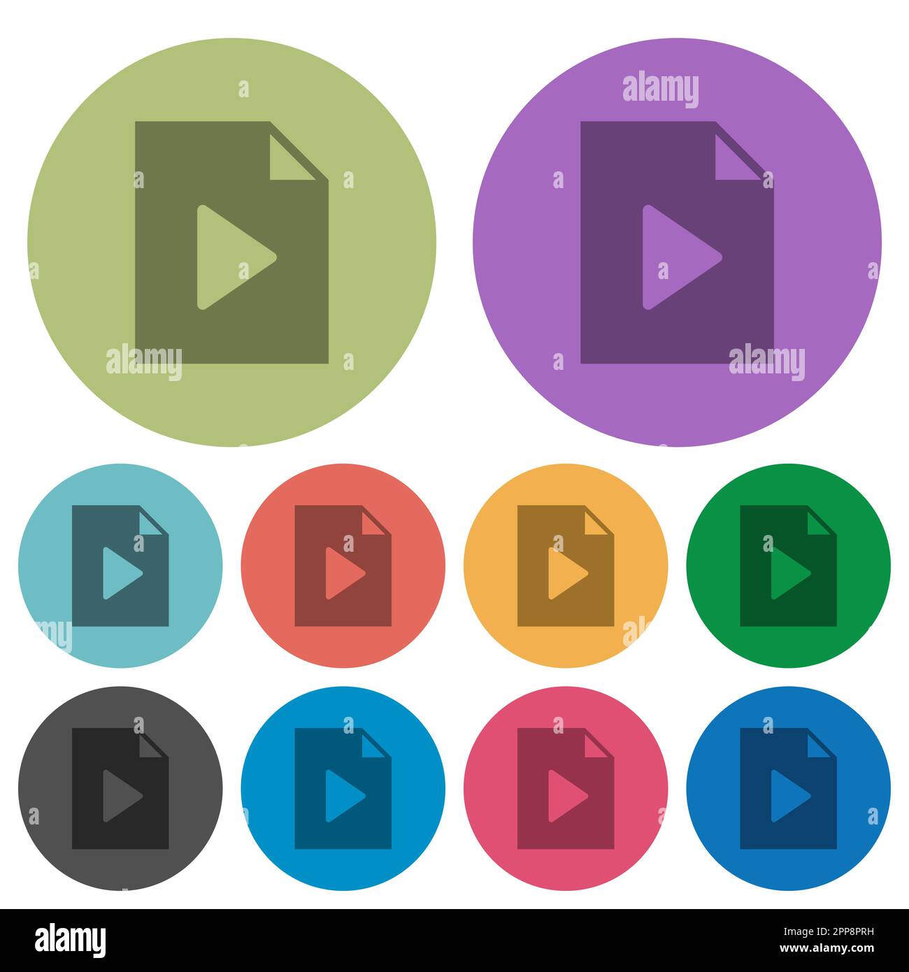 Playlist solid darker flat icons on color round background Stock Vector