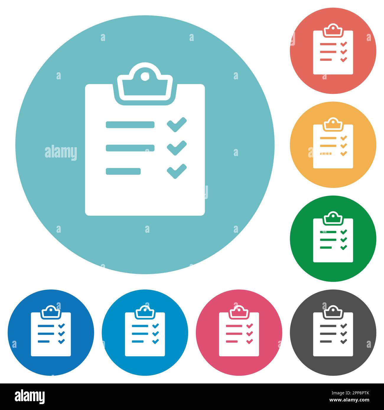 Task list alternate flat white icons on round color backgrounds Stock ...