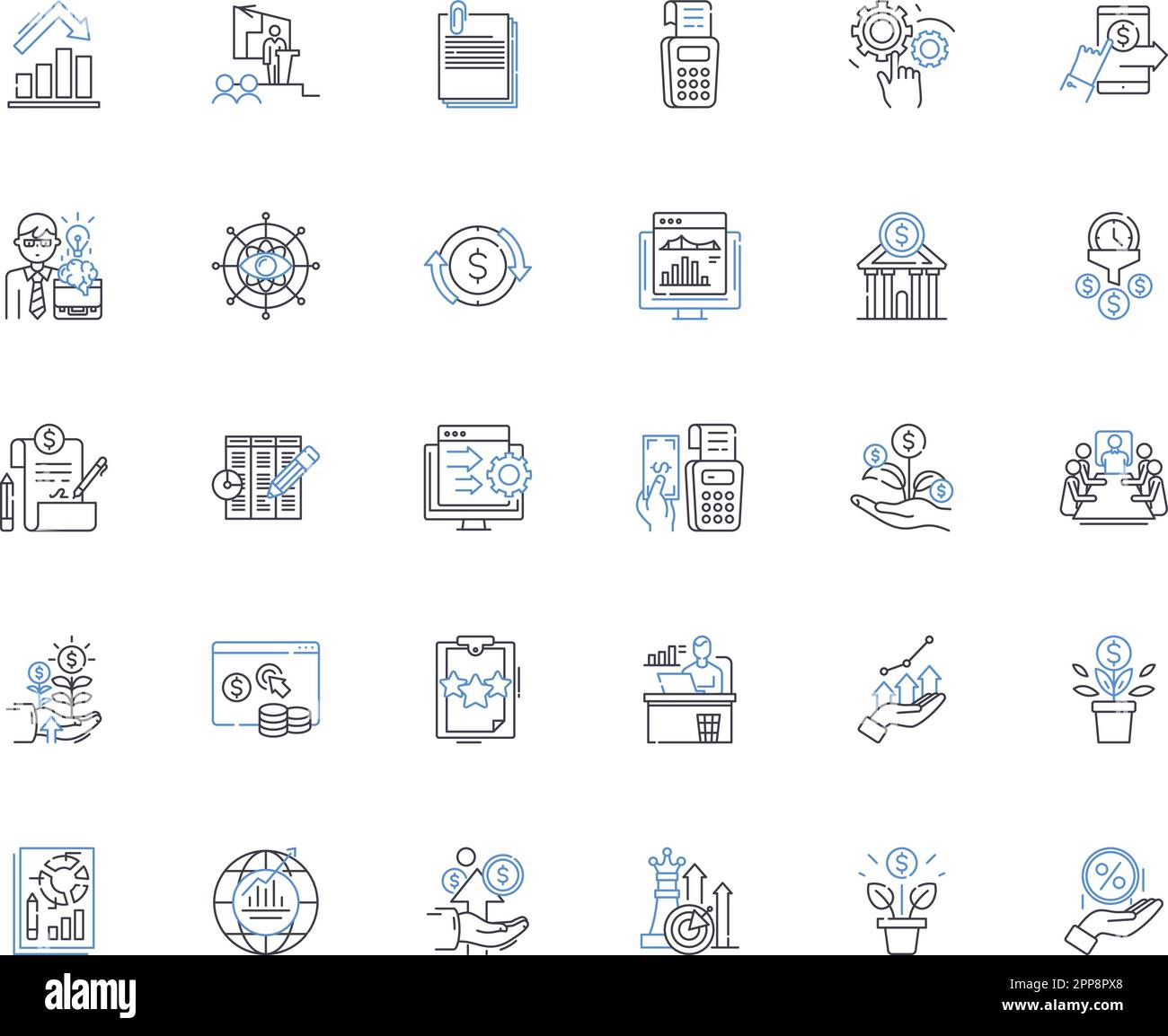 Property assessment line icons collection. Appraisal, Valuation, Assessment, Evaluation, Property, Real estate, Market vector and linear illustration Stock Vector