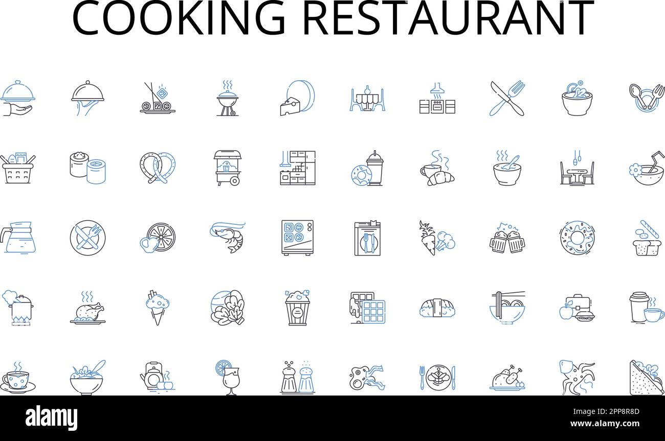 Cooking restaurant line icons collection. Tokens, Keepsakes, Mementos, Reminders, Memorabilia, Trophies, Trinkets vector and linear illustration Stock Vector