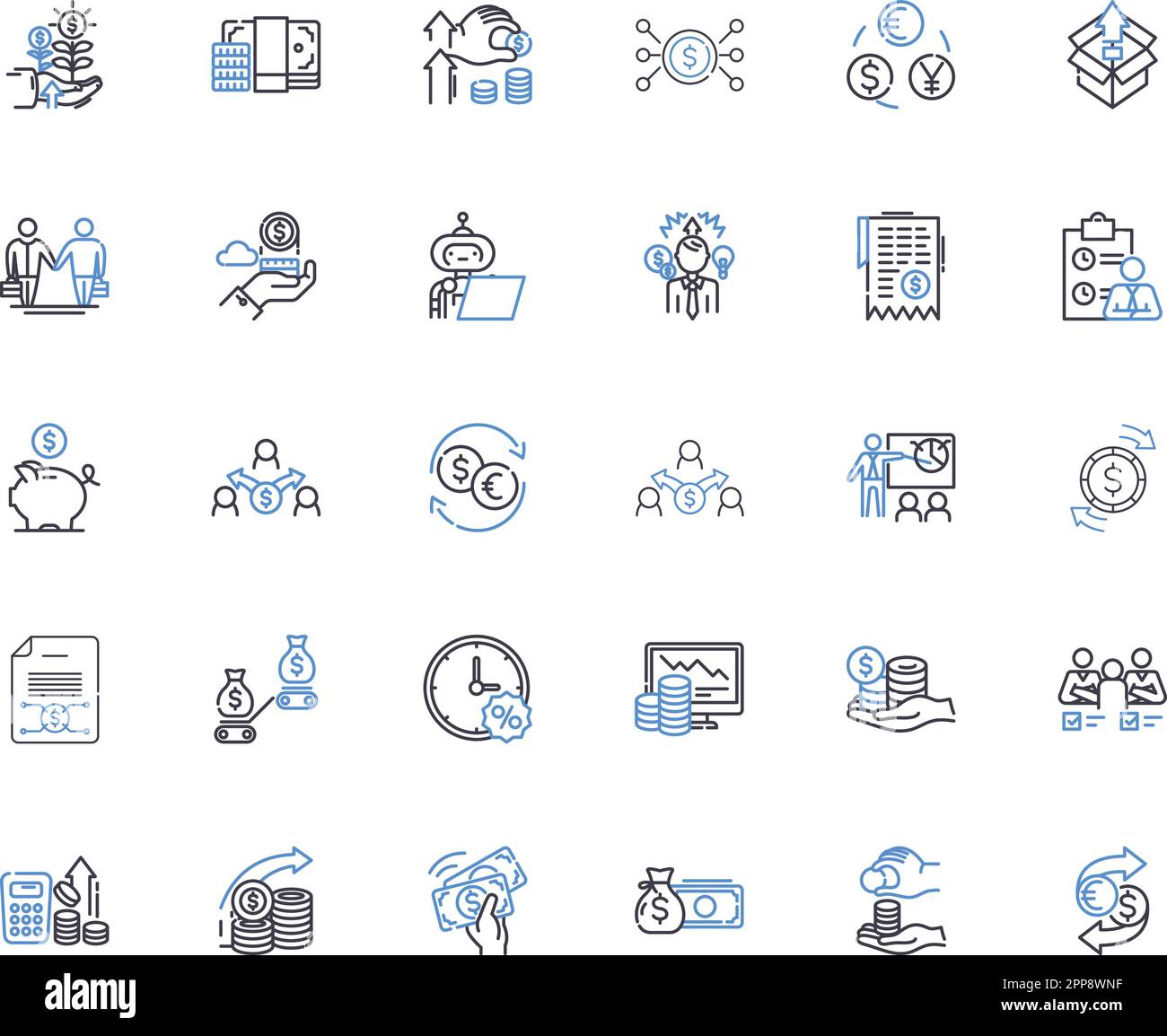 Receiving compensation line icons collection. Settlement, Remuneration, Restitution, Indemnification, Damages, Payment, Compensation vector and linear Stock Vector