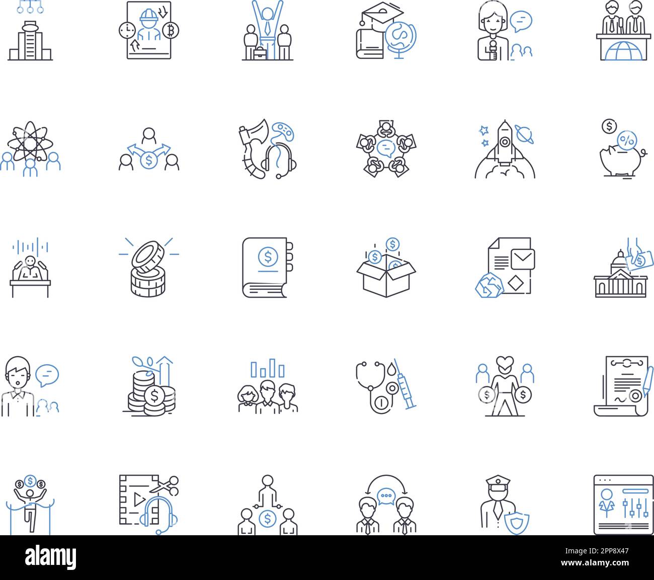 Social Selling line icons collection. Nerking, Engagement, Influence, Relationships, Prospect, Salesmanship, Authenticity vector and linear Stock Vector