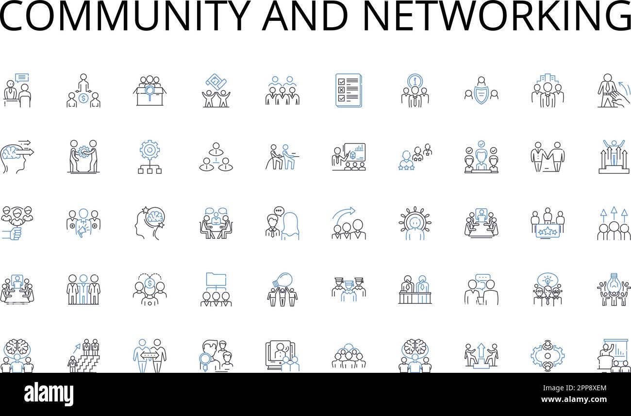 Community and networking line icons collection. Car, Bike, Train, Plane ...