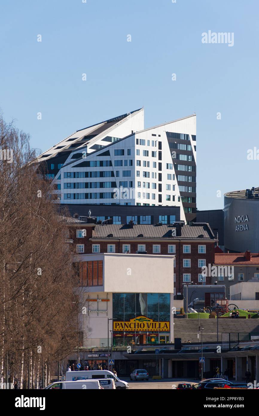 White apartment house behind Koskikeskus mall in Tampere Finland Stock Photo Alamy