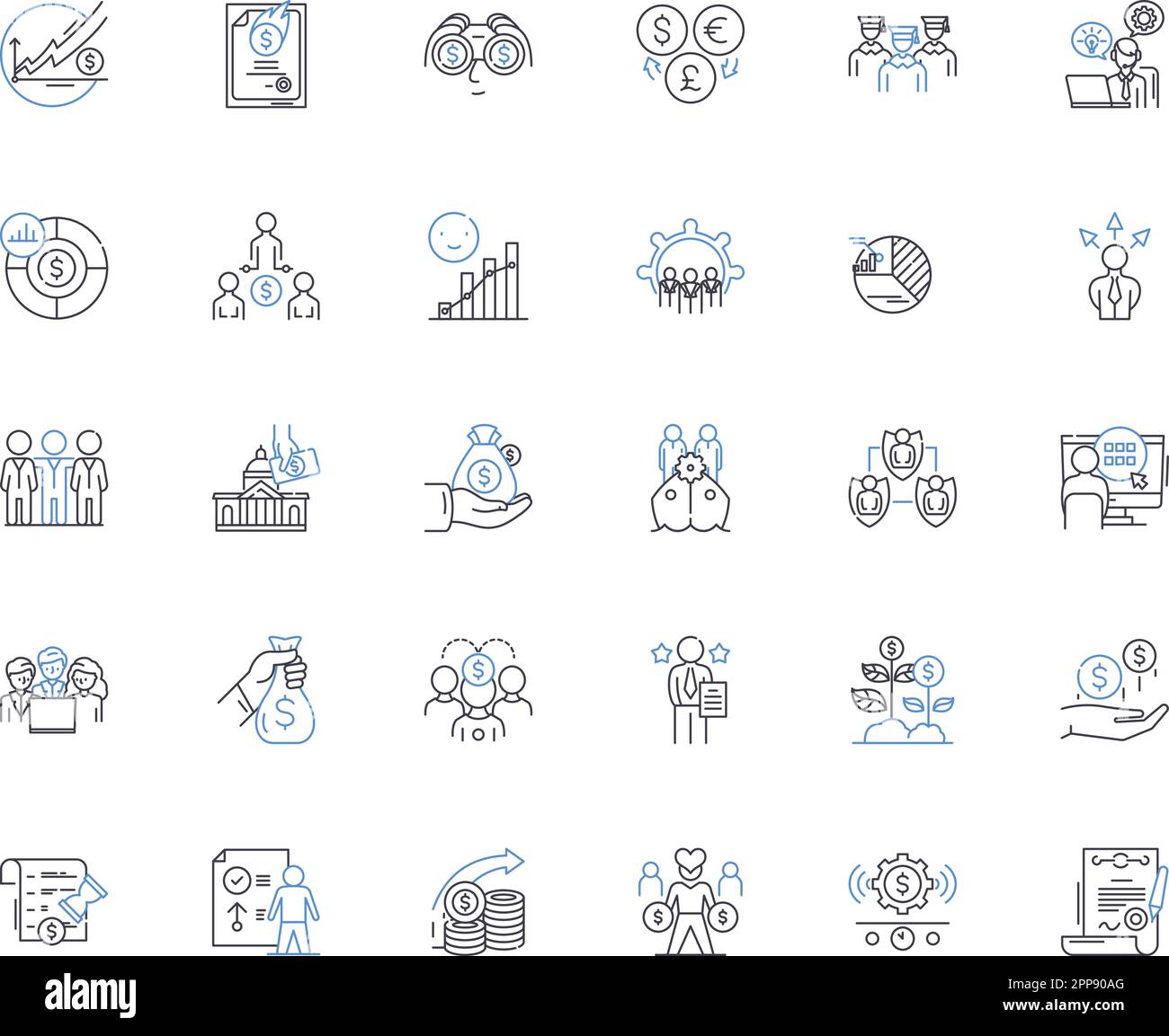 Invest in a venture line icons collection. Entrepreneurship, Startup, Innovation, Growth, Risk, Profit, Funding vector and linear illustration Stock Vector