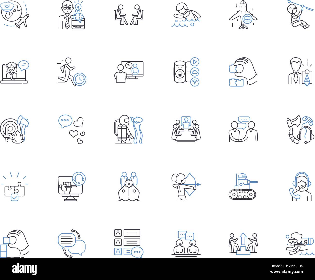 Discovery line icons collection. Exploration, Insight, Revelation, Uncovering, Observation, Analysis, Investigation vector and linear illustration Stock Vector