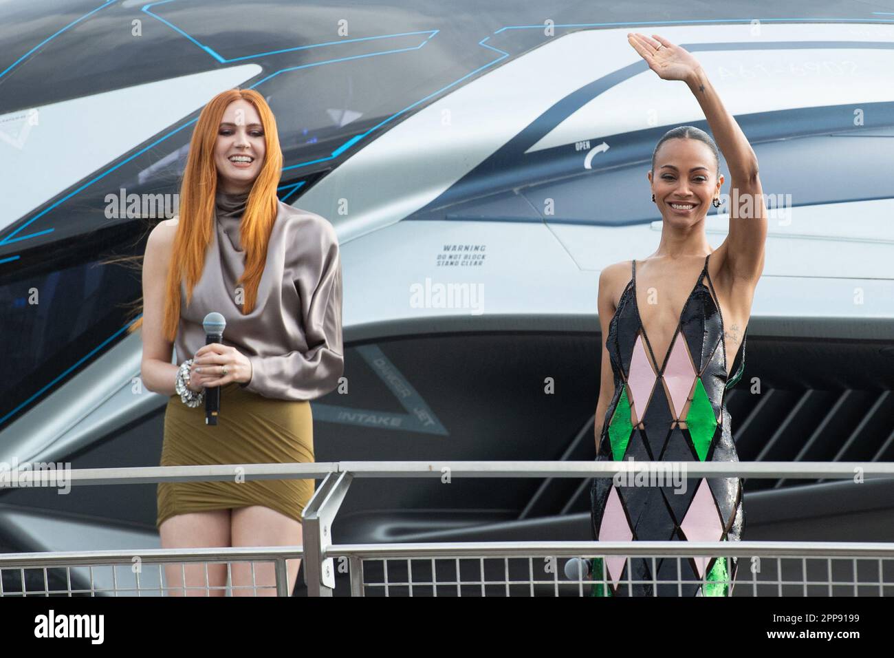 Paris, France. 23rd Apr, 2023. Karen Gillan and Zoe Saldana attending ...