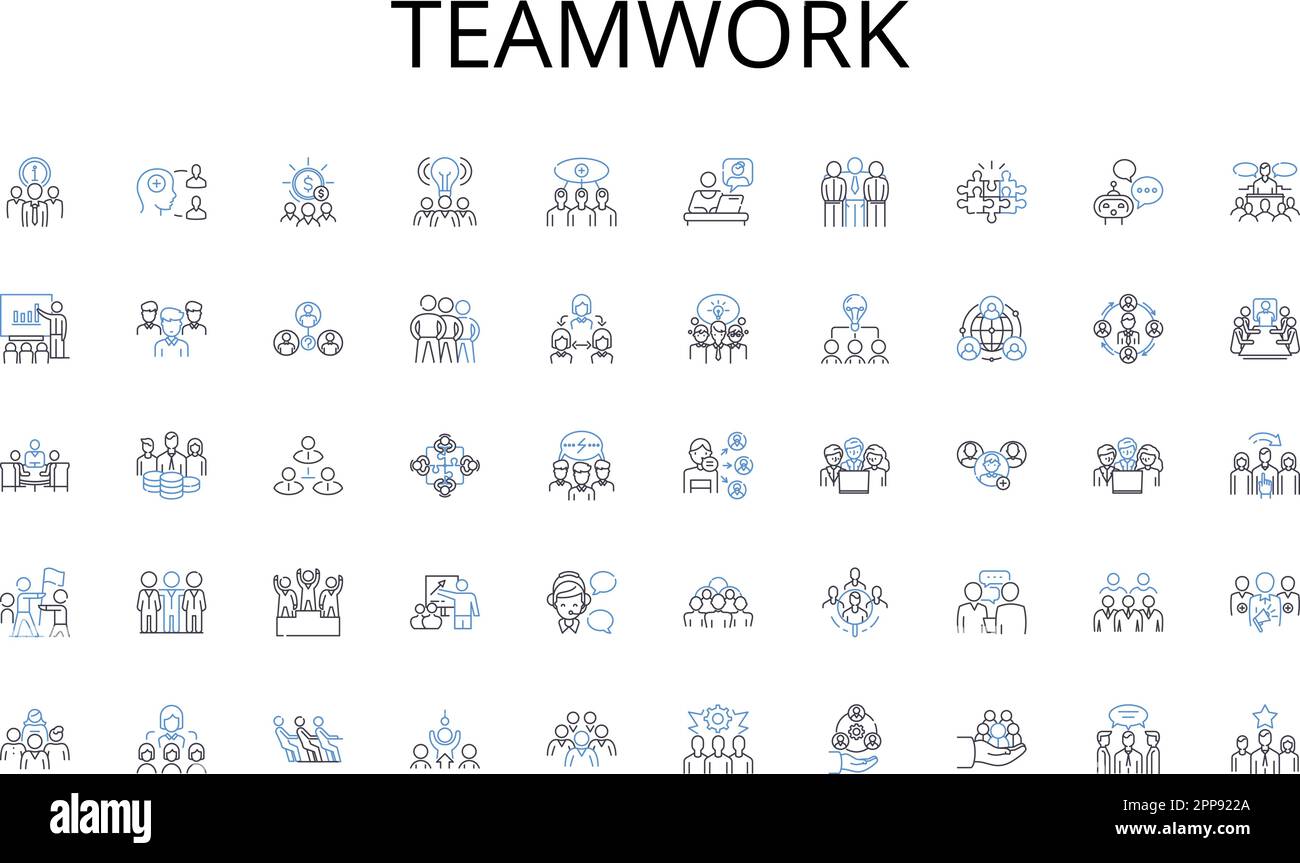 Teamwork line icons collection. Letters, Emails, Communication, Pen-pals, Respond, Writing, Envelopes vector and linear illustration. Post,Mailbox Stock Vector