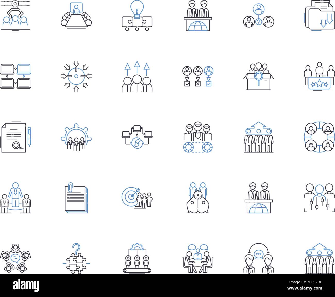 Leadership forum line icons collection. Empowerment, Synergy, Vision ...