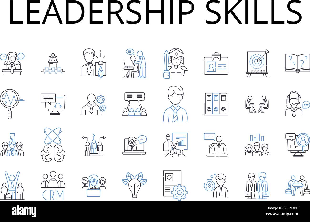 Leadership Skills Line Icons Collection Communication Skills Teamwork