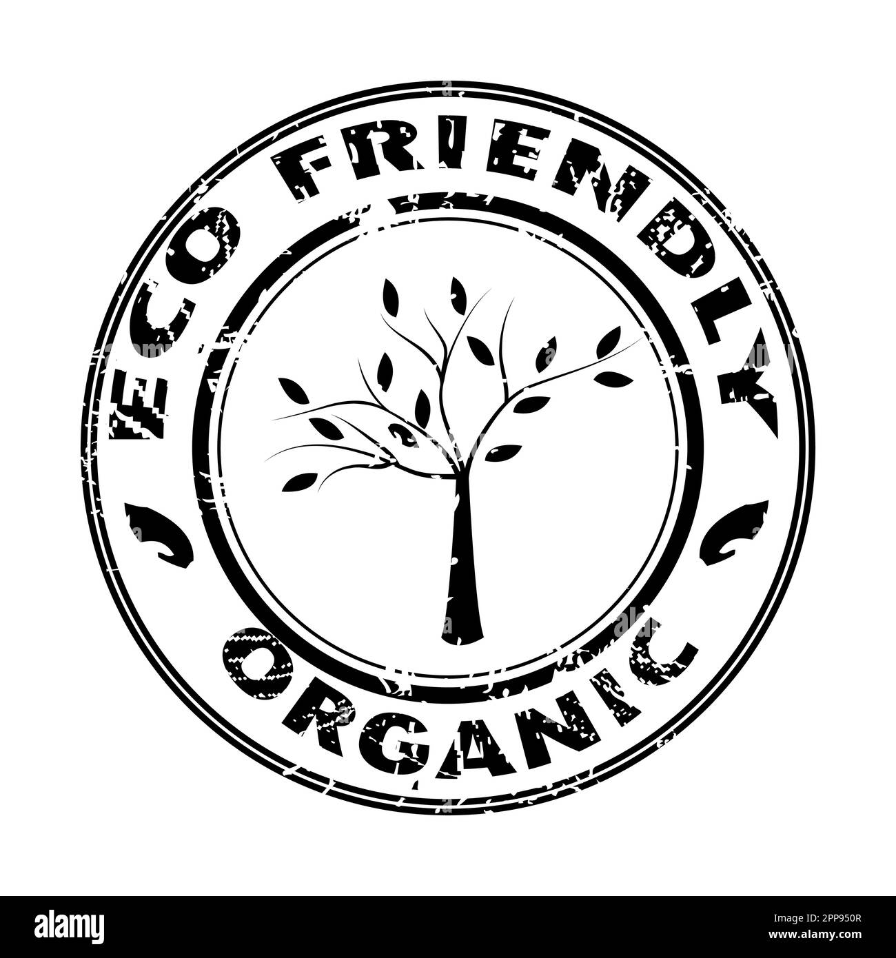 Organic and Eco Friendly stamp with a tree Stock Vector