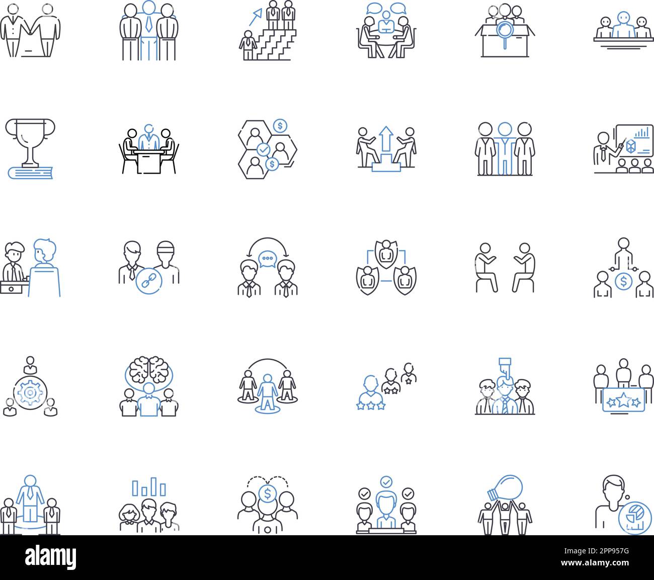 Office staff line icons collection. Productivity, Communication ...
