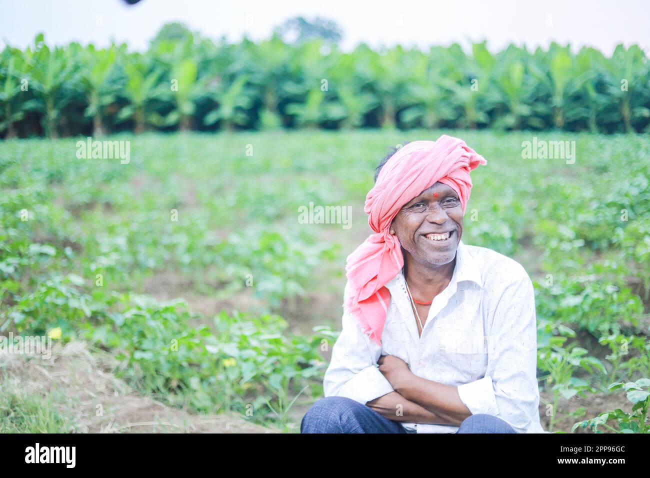 Indian poor farmer in farm, sad farmer, loss of farmer Stock Photo - Alamy