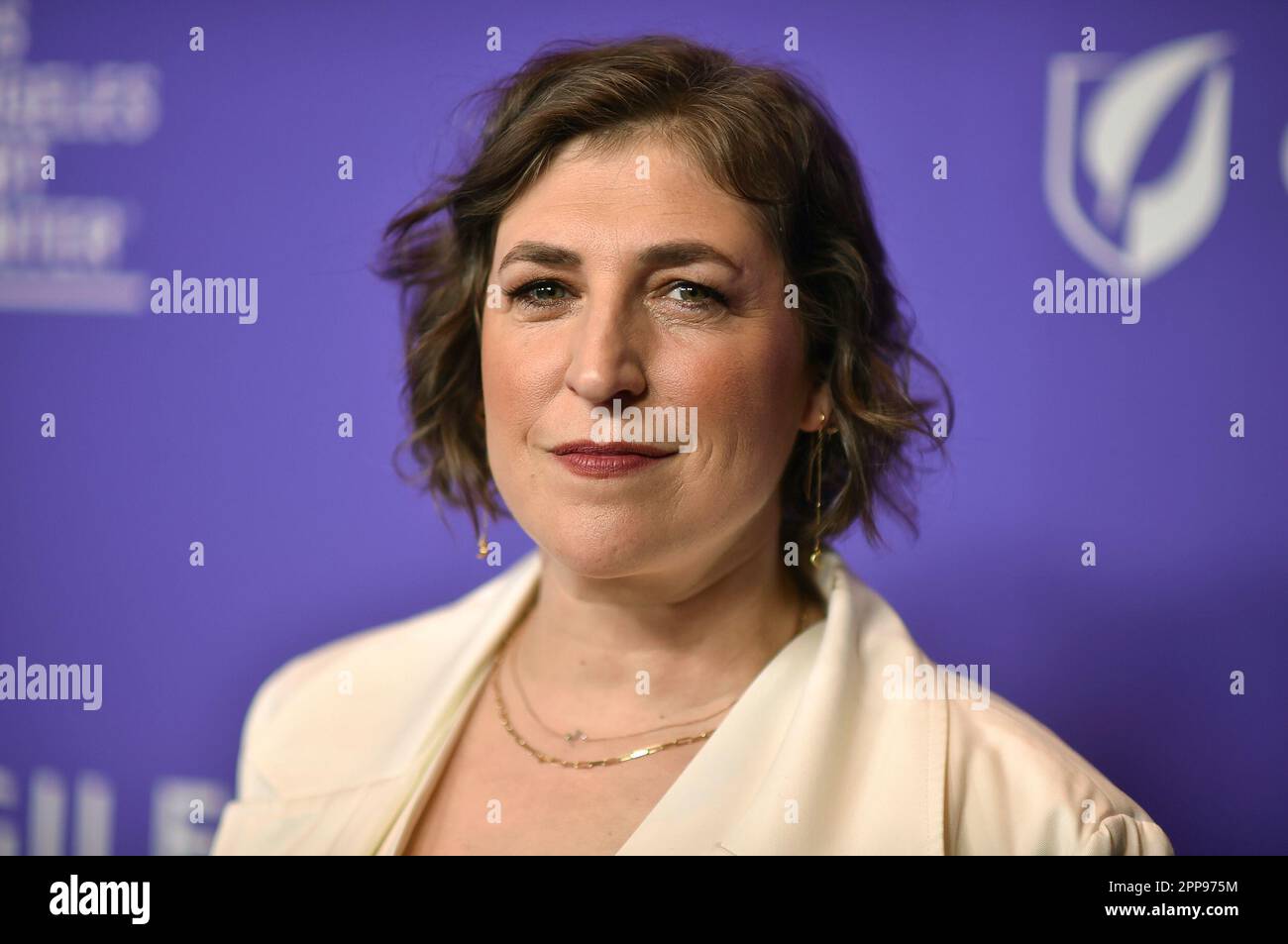 Mayim Bialik arrives at the Los Angeles LGBT Center Gala on Saturday