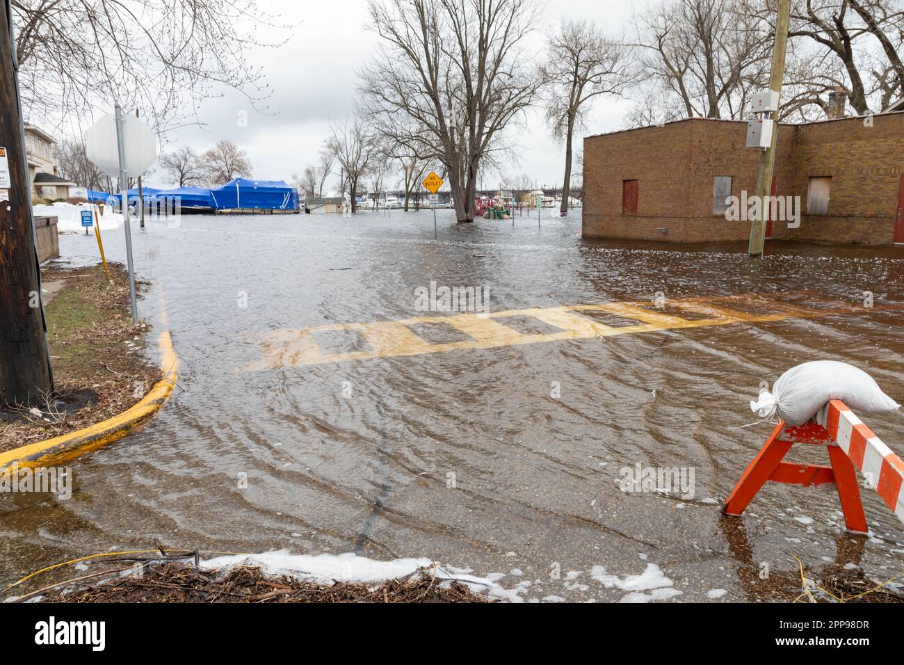 Spring Flooding of the Saint Croix River in Hudson Wisconsin April 2023