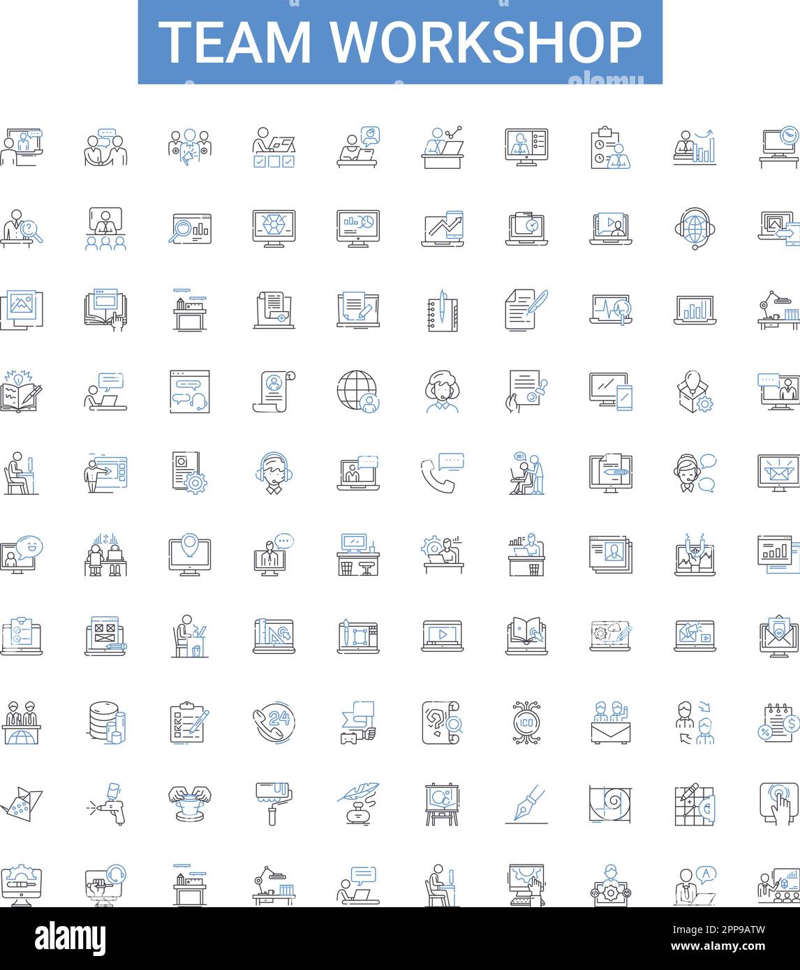 Team workshop outline icons collection. Workshop, Team, Training ...