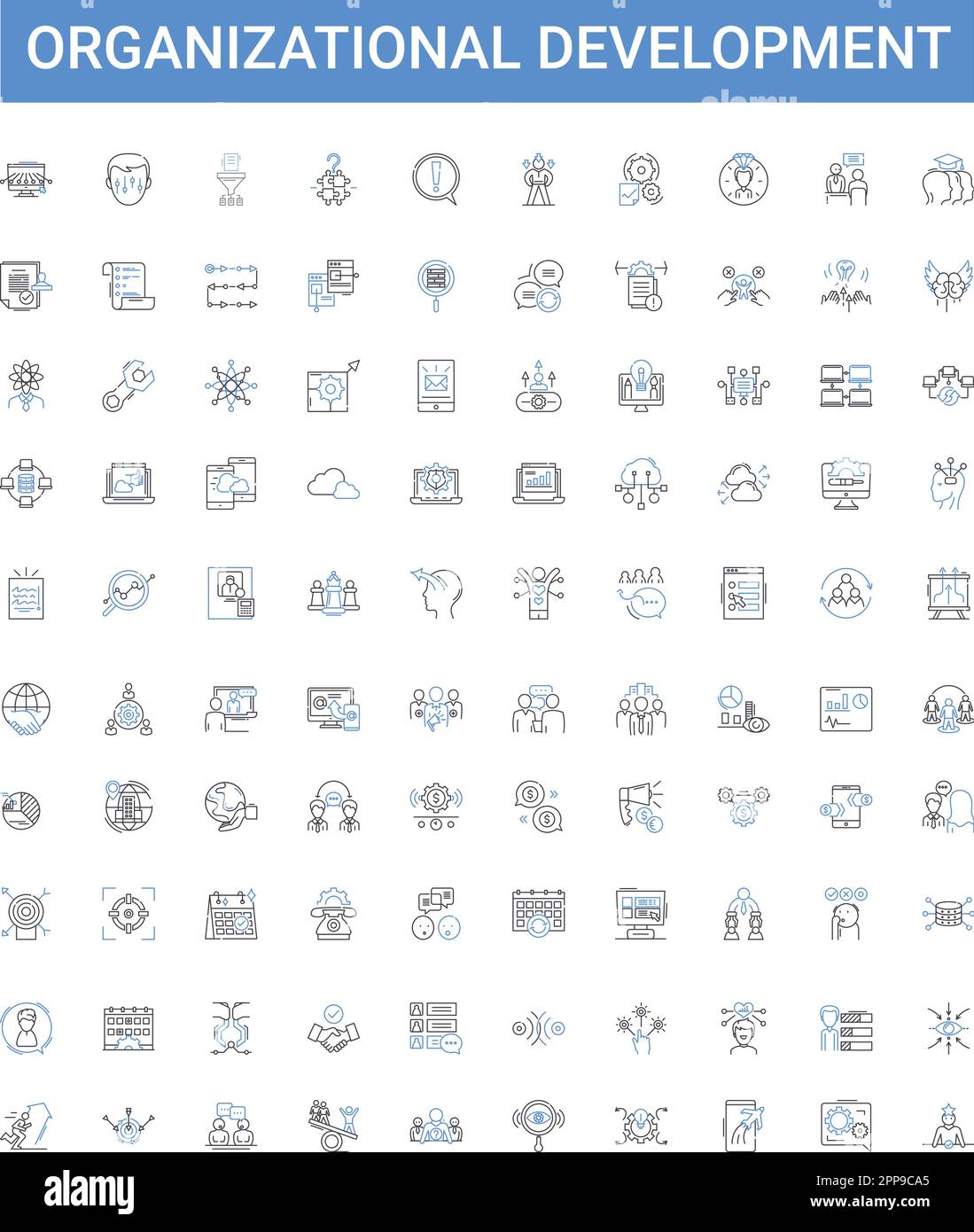 Organizational development outline icons collection. Organization ...