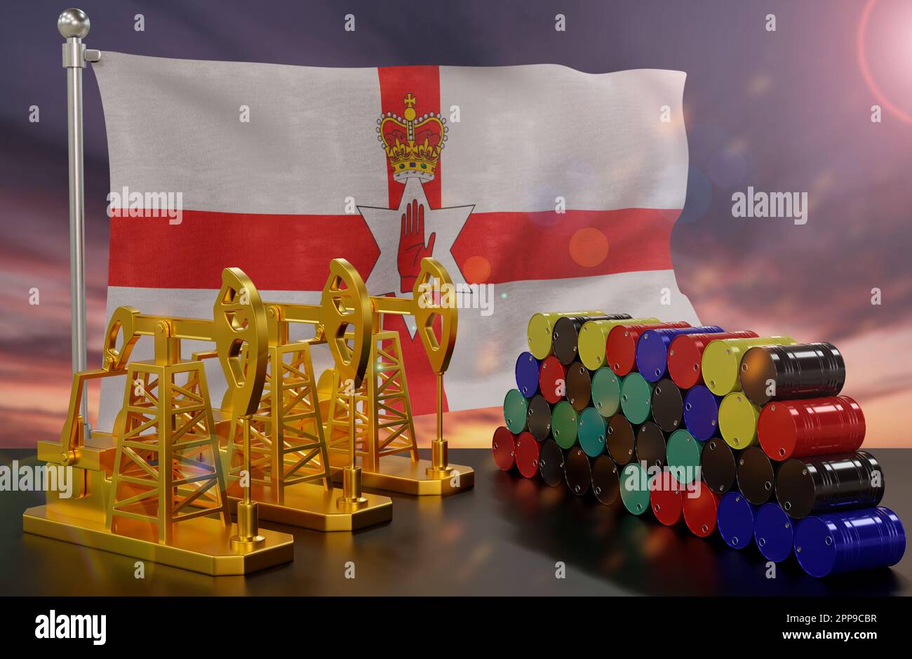 The Northern Ireland's petroleum market. Oil pump made of gold and