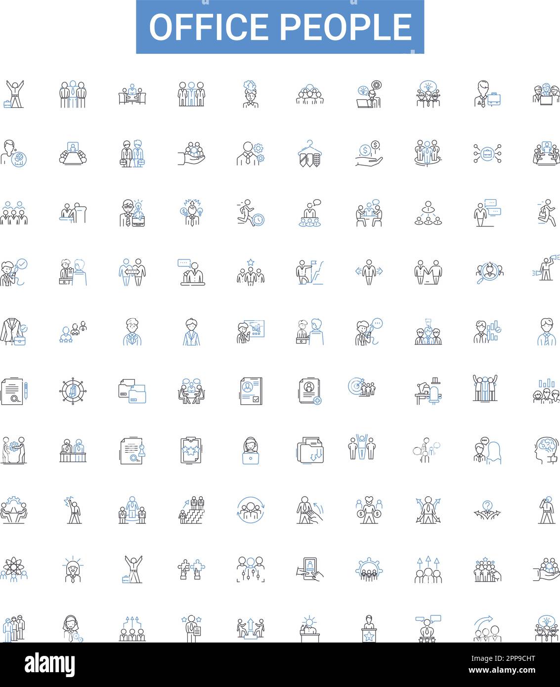 Office people outline icons collection. Office, People, Workers, Staff