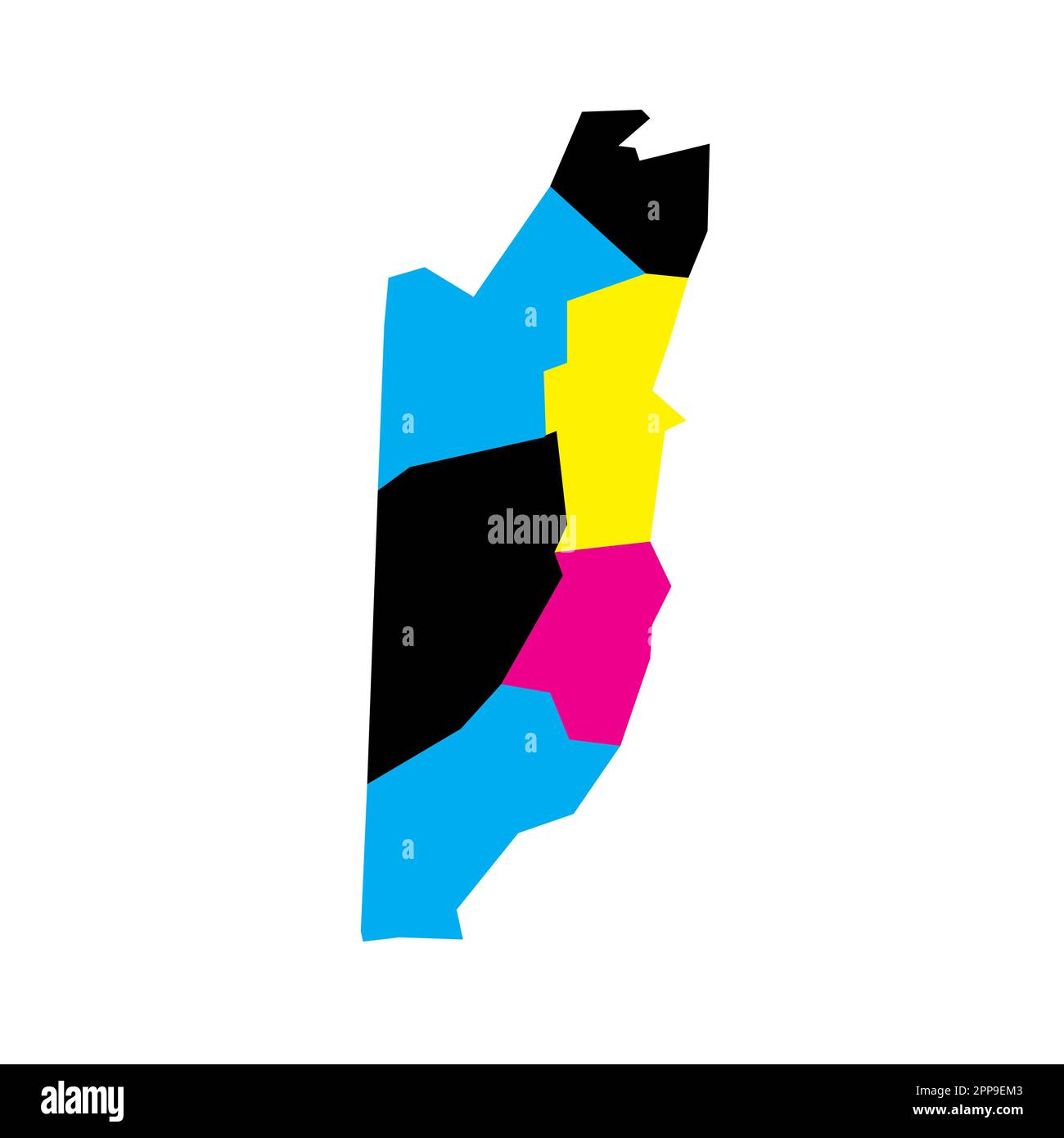 Belize political map of administrative divisions - districts. Blank ...