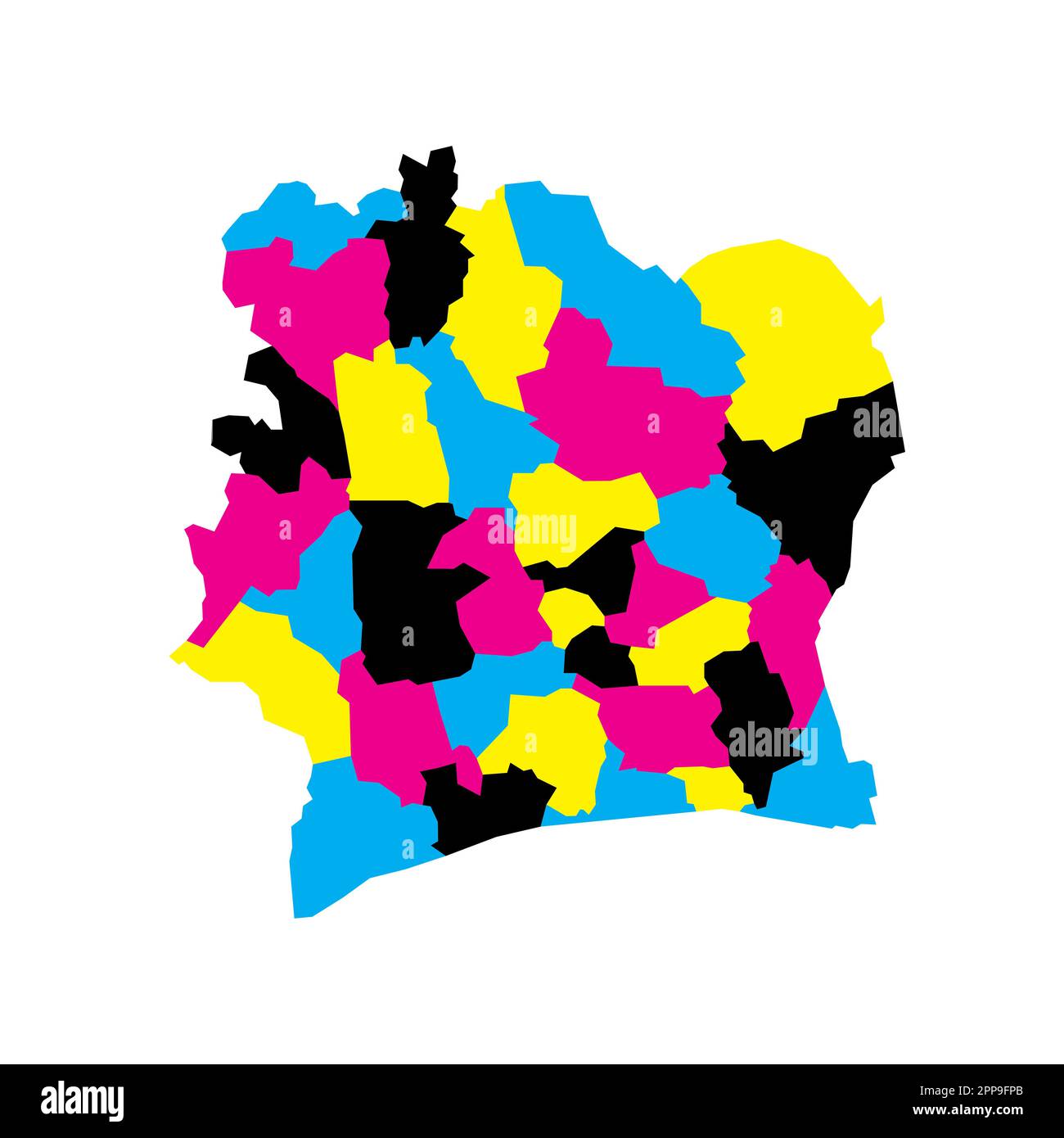 Ivory Coast Political Map Of Administrative Divisions Regions And Ivory Coast Political Map Of Administrative Divisions Regions And Autonomous Districts Blank Vector Map In Cmyk Colors 2PP9FPB