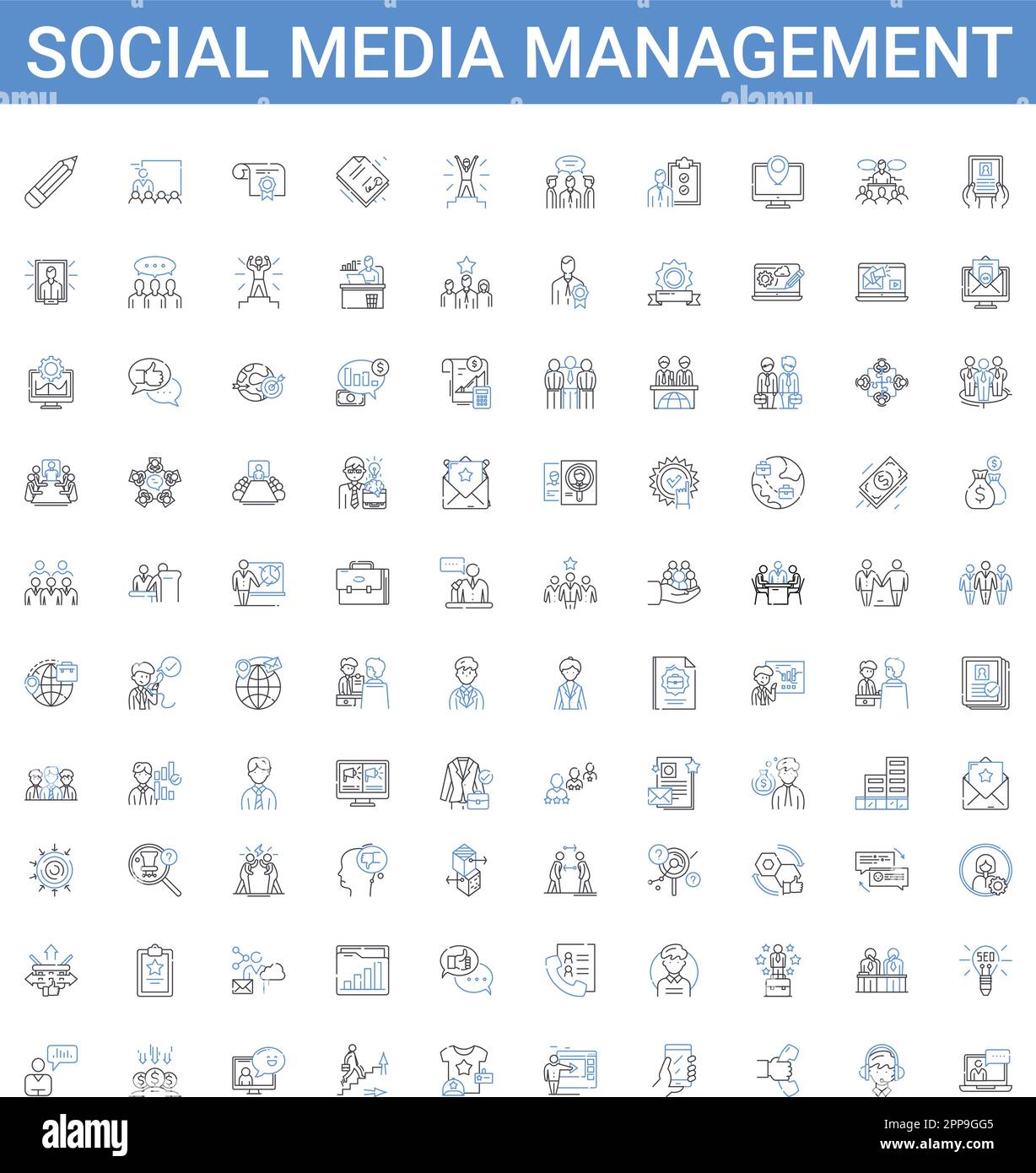 Social Media Management Outline Icons Collection Social Media social-media-management-outline-icons-collection-social-media