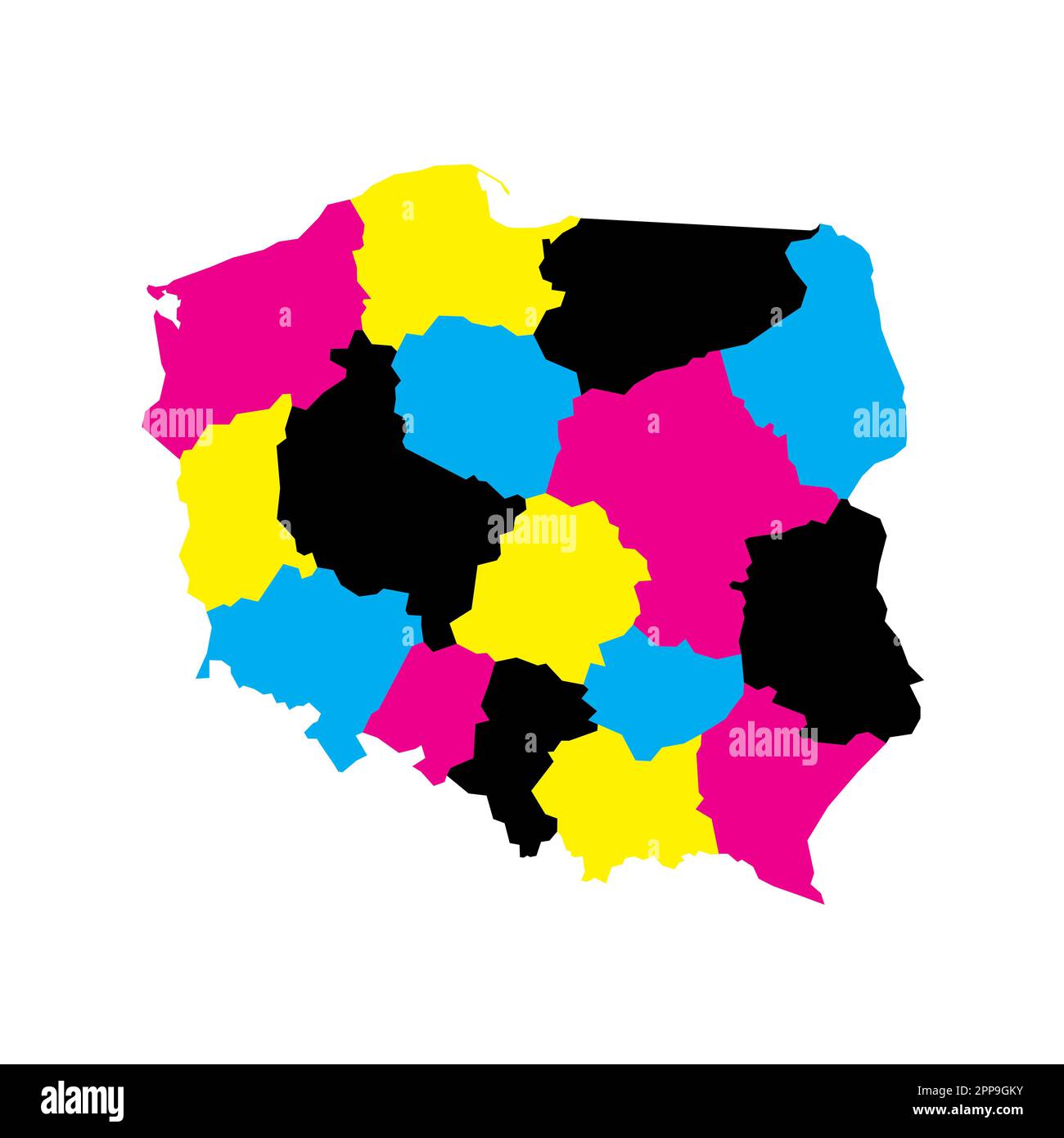 Poland Political Map Of Administrative Divisions Voivodeships Blank Poland Political Map Of Administrative Divisions Voivodeships Blank Vector Map In Cmyk Colors 2PP9GKY 