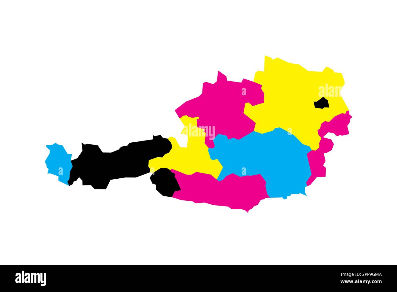 Austria political map of administrative divisions federal states. Blank vector map in CMYK